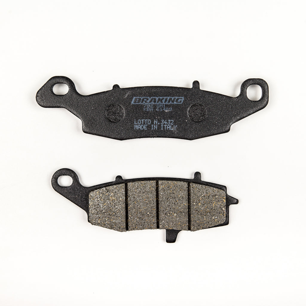 Braking semi-metallic brake pad set 31-782S by Braking, showing a close-up of the brake pads with metallic friction material.