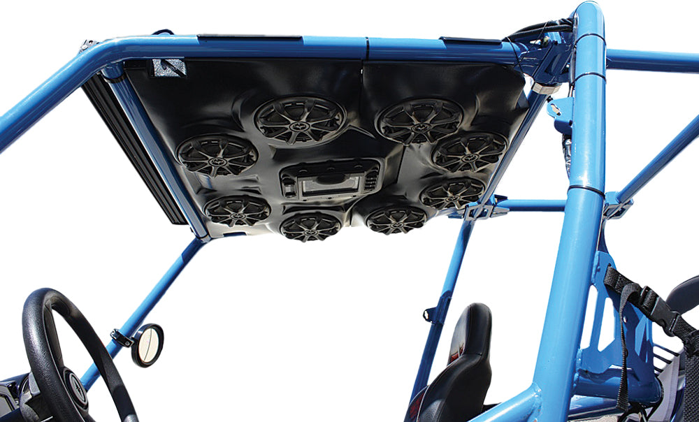 SSV Works Jagged X 8 speaker kicker for off-road vehicles, mounted in an outdoor setting with protective grille.