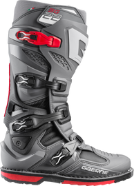 Gaerne SG22 motorcycle boots in anthracite, black, and red, size 12, with sturdy ankle support and durable design.