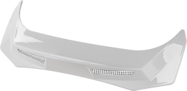Fly Racing Odyssey spoilers in white, featuring aerodynamic design and mounting hardware for motorcycle customization.