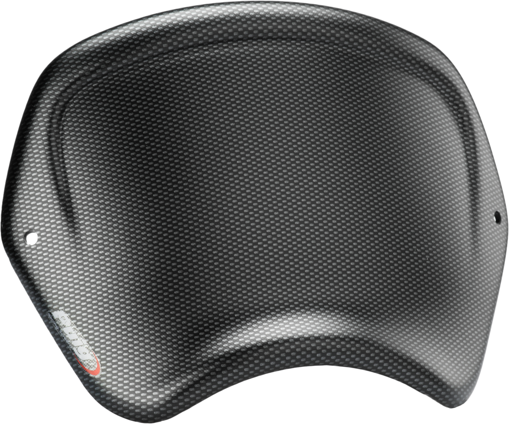 PUIG carbon front plate body panel with sleek black finish, designed for motorcycle aesthetic and protection.