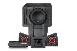 SSV Works 3-speaker kit with JVC controller for audio system, showing speakers and control unit in a vehicle setting.