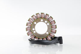 Ricks Motorsport Electric Stator 27-21222 for motorcycle electrical system, shown in a close-up image with wiring and mounting components.