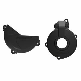 Polisport Plastics clutch and ignition kit in black for motorcycle, includes plastic covers and components.