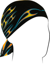 ZAN Sportflex Flydanna Hot Rod Flame headgear with bold flame design, lightweight and breathable for active wear.