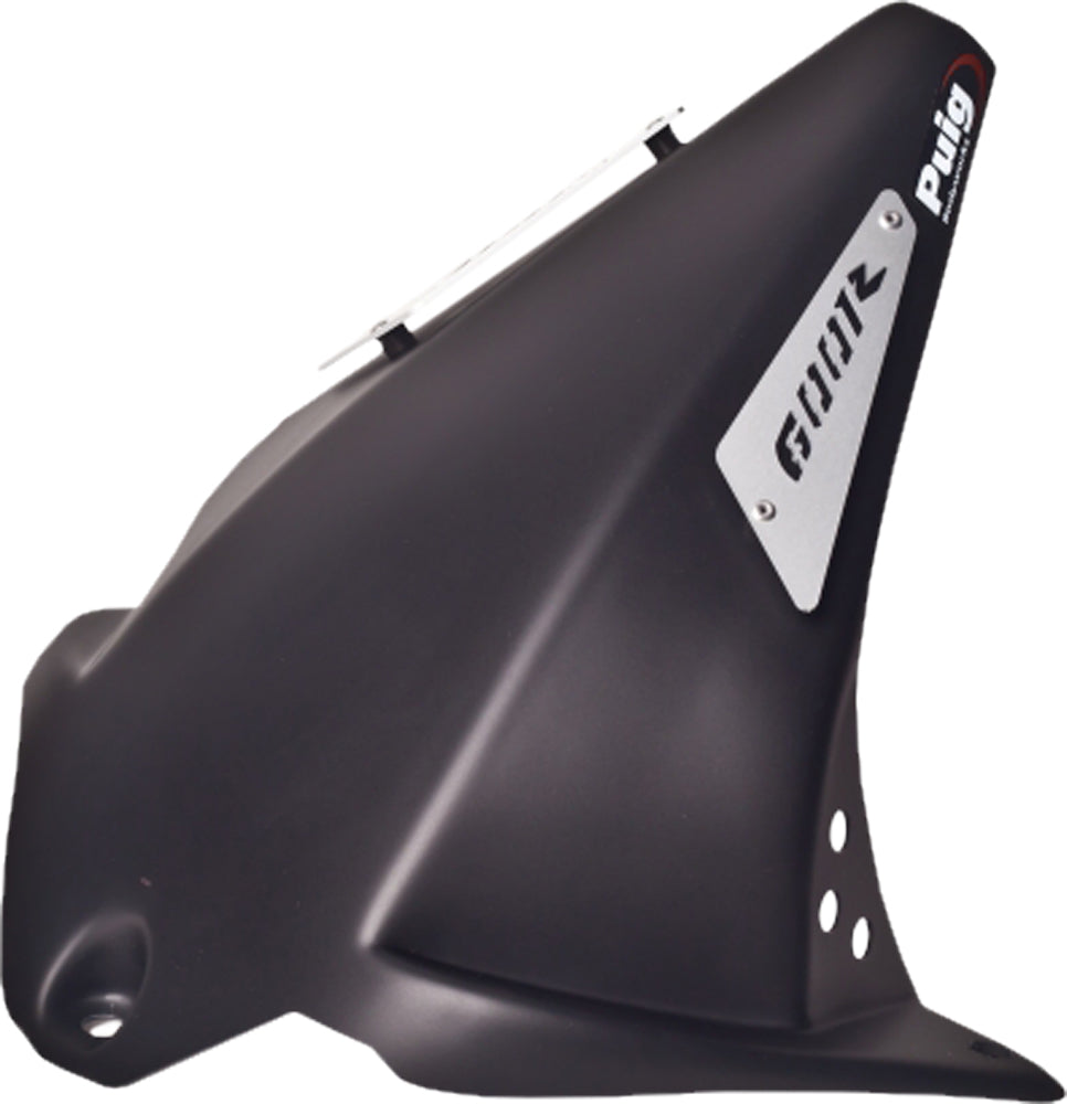 PUIG rear tire hugger in black for Kawasaki motorcycle, designed to protect the rear wheel and enhance bike appearance.