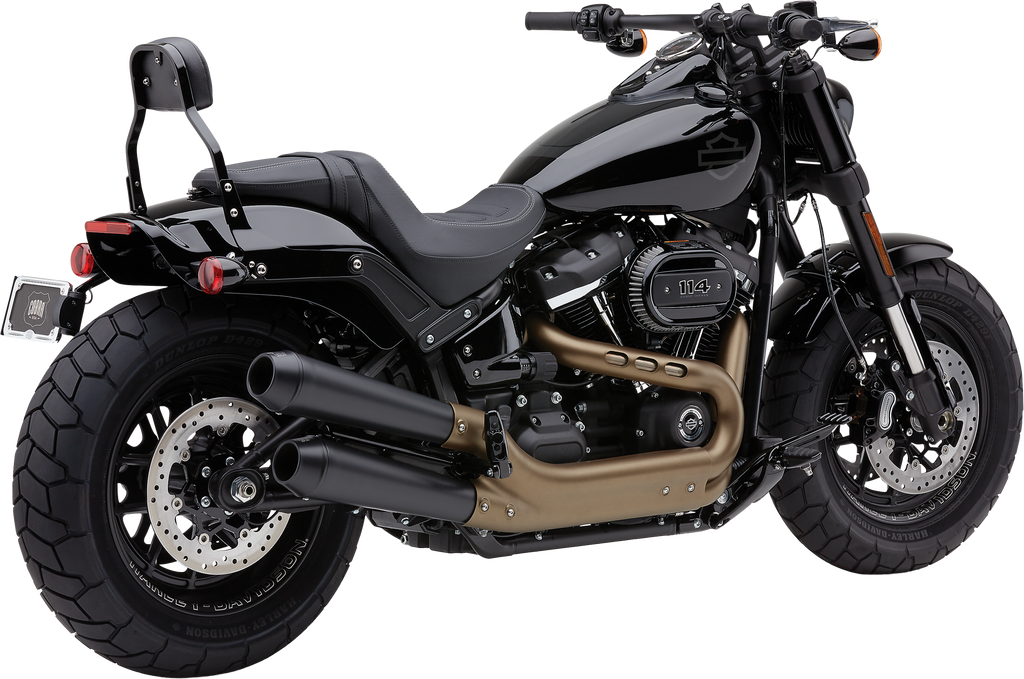 Cobra El Diablo 4-inch black slip-on exhaust for motorcycle, with Cobra branding and sleek matte finish.