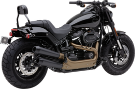 Cobra El Diablo 4-inch black slip-on exhaust for motorcycle, with Cobra branding and sleek matte finish.