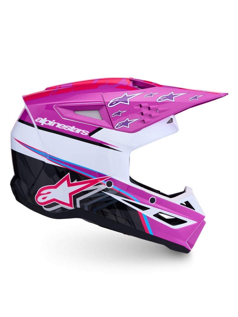 S M3 Falcon Helmet Ece06/Dot Prpl/Wht/Blk/Pink Fl Gl Md