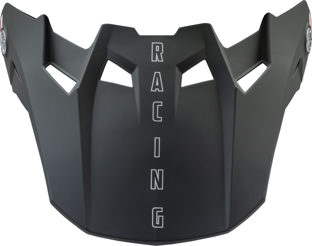 Fly Racing Formula CC driver helmet in matte silver, red, and white with yellow accents, worn by a rider in racing gear.