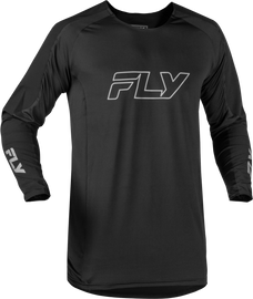 Fly Racing Patrol Elite Jersey in black and grey, featuring lightweight fabric and sporty design for motocross riding.