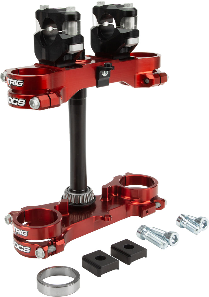 XTRIG Rocs Tech Clamp Set in bronze attached to Yamaha handlebars, 25mm diameter, for motorcycle handlebar mounting.
