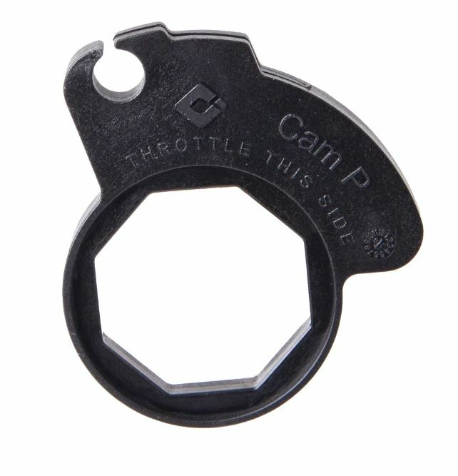 ODI Grips throttle cams Cam P 206-1001P with black textured rubber grips and metal mounting hardware for motorcycle control.