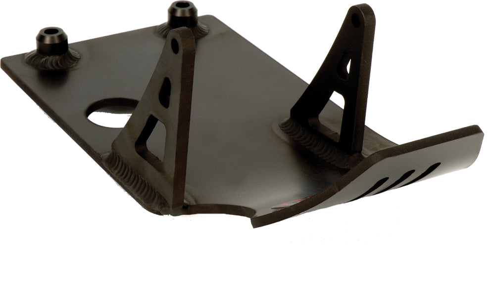 Black bbr skid plate for off-road vehicles, featuring a sturdy metal design with mounting points and a textured finish.