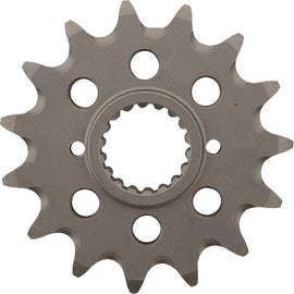 Steel front motorcycle sprocket by Supersprox, 15-tooth, designed for BMW and Husqvarna models, with visible teeth and sprocket design.
