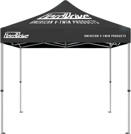 HardDrive 10x10 black canopy top with white logo, outdoor protection for events or gatherings, durable and weather-resistant.
