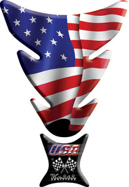 Keiti American Flag tank pad decal featuring bold red, white, and blue stars and stripes for motorcycle protection and style