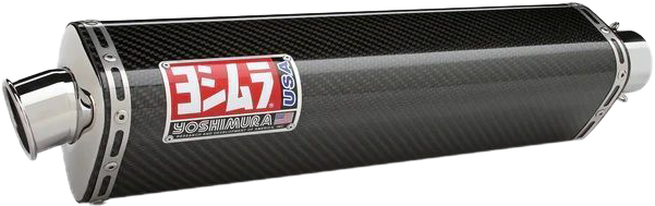 Yoshimura Race Trs slip-on exhaust for Suzuki motorcycles, featuring stainless steel and carbon fiber components.