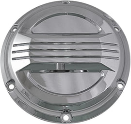 HardDrive Chrome Derby Cover for XL 2004-2020 clutch, shiny chrome finish with detailed design, fits Harley Davidson motorcycles.