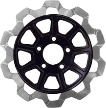 Load image into Gallery viewer, Lyndall Racing Brakes 9-spoke rear rotor in black and silver with bow tie design, 11.5-inch diameter, 6mm thickness.