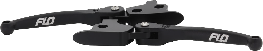 Flo Motorsports MX style black lever set for 25-26 Softail motorcycles, featuring durable design and ergonomic grips.