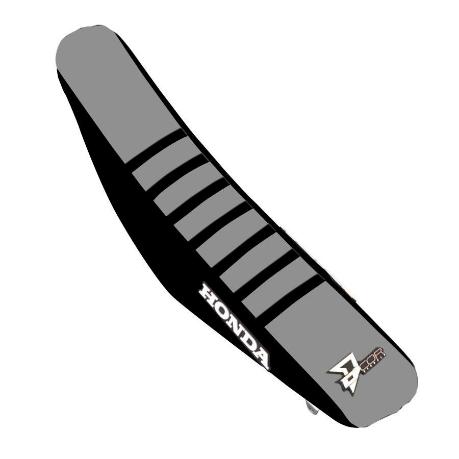 DCOR black and grey ribbed car seat cover with strap attachment, designed for vehicle seats.