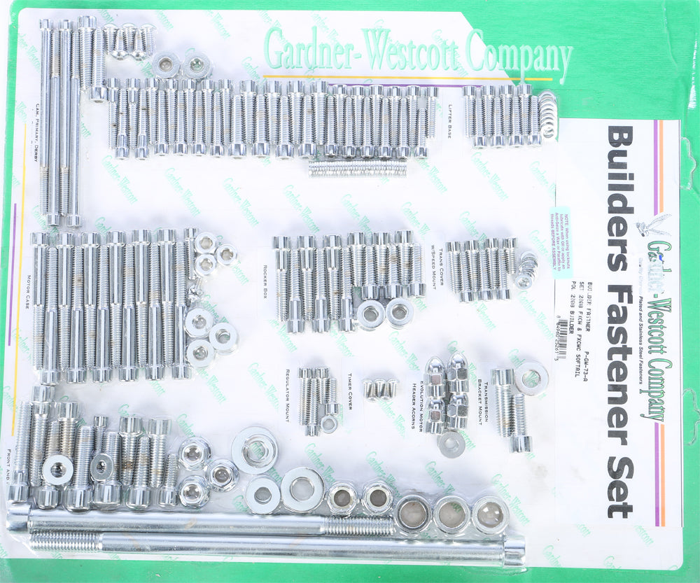 Gardner-Westcott Big Twin Builder Set 08-12 for Fxcw and Fxcwc Harley-Davidson models, tool kit with various parts and accessories.