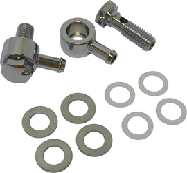 HardDrive Breather Fittings with bolts for Evo Bigtwin and XL fuel system, black intake and carb fittings with mounting hardware.