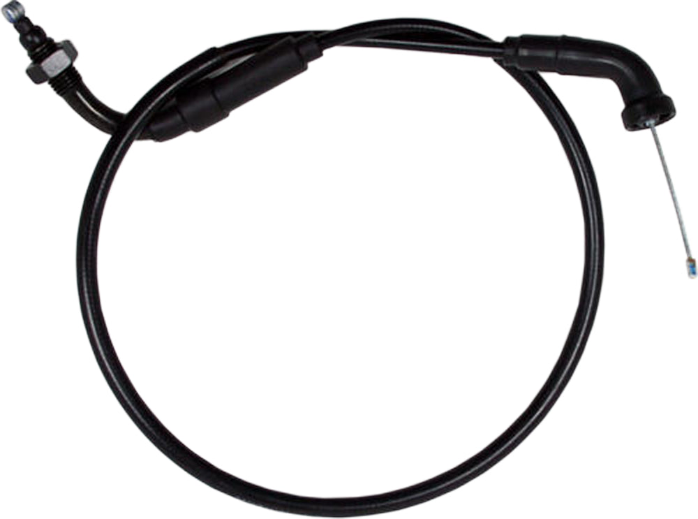 Motion Pro black vinyl throttle cable 70-2418 for motorcycle control lines, shown with detailed cable and fittings.