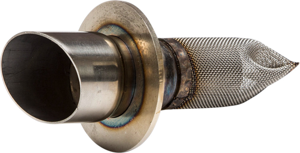 Yoshimura RS-3 Spark Arrestor Monkey Insert for motorcycle exhaust, showing the metal mesh and branding details.