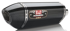 Yoshimura Race R-77 slip-on exhaust with stainless steel and carbon fiber components on a motorcycle.