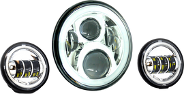 Letric Lighting Co 7-inch LED headlight kit with chrome halo and mounting adapter, designed for vehicle illumination.