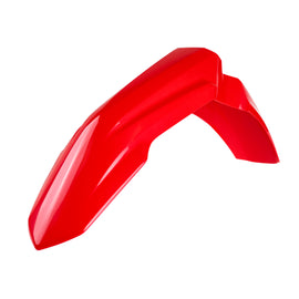Polisport Plastics front fender for motorcycle, black plastic with mounting brackets and textured surface.