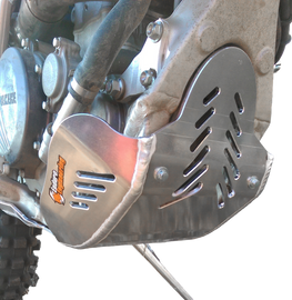 Enduro Engineering Yamaha skidplate for off-road bikes, durable guards and braces protecting the engine and frame.