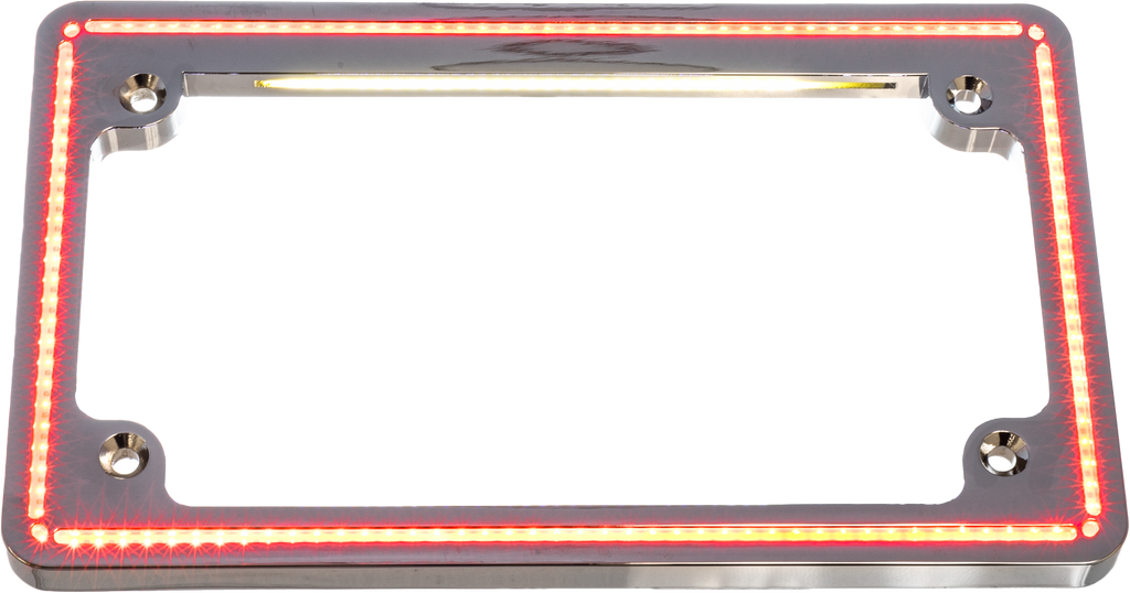 Letric Lighting Co Perfect Plate Light Chrome XL with illumination, designed for 2014 and up vehicles, shown in chrome finish.