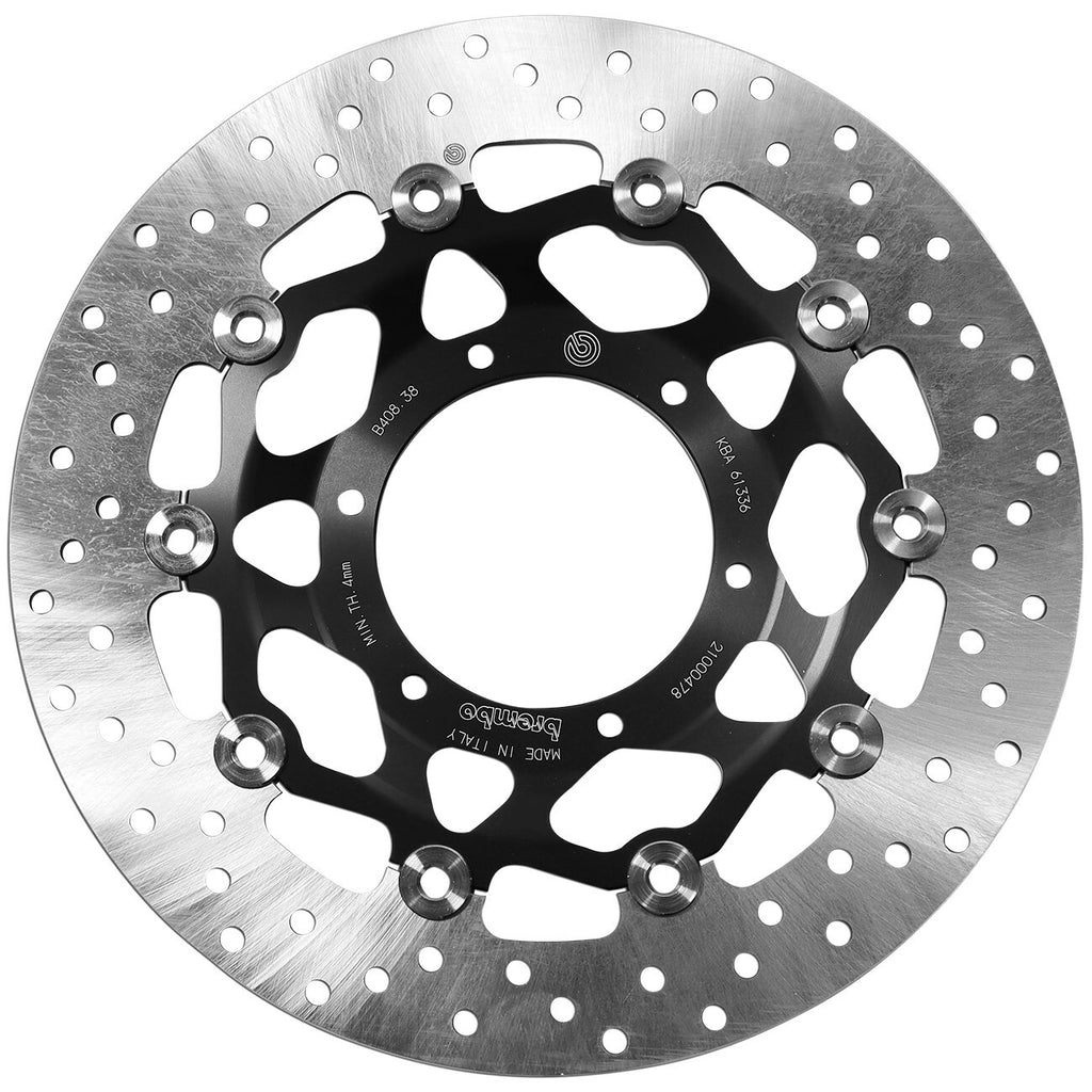 Brembo Serie Oro front floating brake rotor, high-performance automotive brake component with ventilated design and Brembo branding