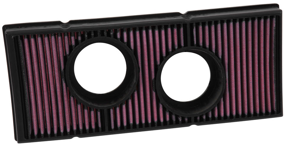 K&N Air Filter 789504 showing the high-performance reusable air filter with a pleated cotton media design for automotive engines.