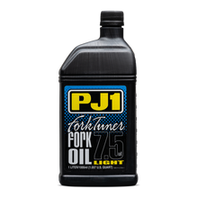 Load image into Gallery viewer, PJ1 Products Fork Tuner Oil 7.5W liter bottle, motorcycle suspension oil, clear container with label showing product details.