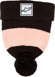 Alpine Star women's black bobble beanie hat with a knit design and pom-pom on top, perfect for cold weather.
