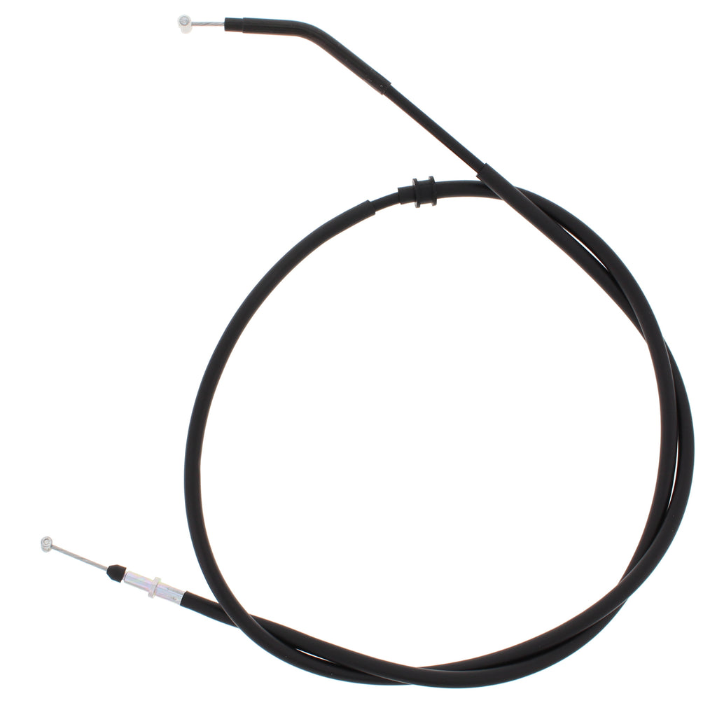 All Balls rear hand brake cable 24-54035 for motorcycle, showing the black cable with metal fittings and protective rubber ends.