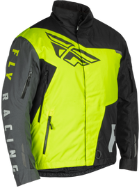 Fly Racing Snx Pro jacket in black and hi-vis, size small, featuring durable fabric and reflective elements for visibility.