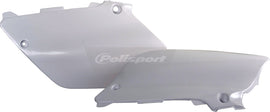 Polisport Plastics white side panels for body, model 64-6060, with smooth surface and mounting points visible.