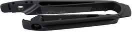 Polisport Plastics black drive chain slider 64-0303 for motorcycle, showing the durable plastic component with mounting features.