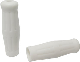 HardDrive Old School White HardDrive grips without throttle sleeve, featuring a classic design for motorcycle handlebars.