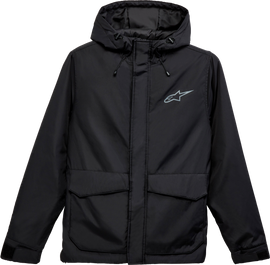 Alpine Star Fahrenheit winter jacket in black, XL size, featuring a padded design and full zip front for cold-weather protection.