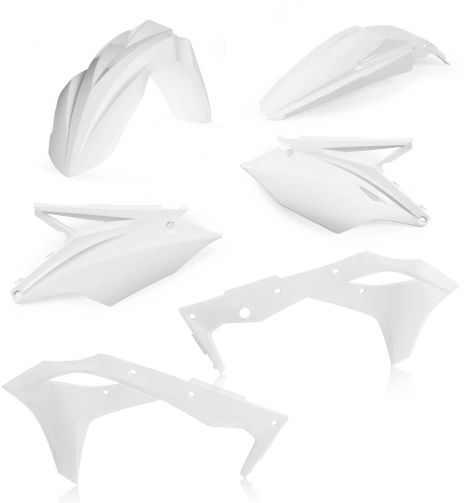 Acerbis White Plastic Kit for street motorcycle, includes various panels and parts, designed for Acerbis motorcycle accessories.