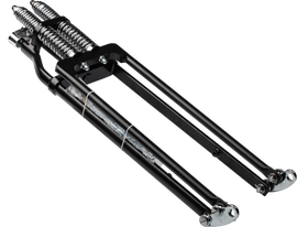 HardDrive Springer Fork Tapered Leg +2 Black suspension component for motorcycle, featuring tapered design and sturdy construction.