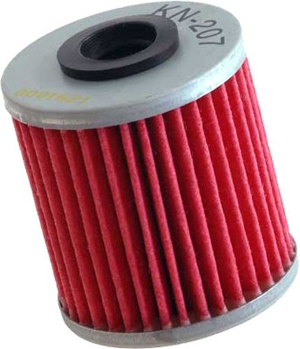 K&N Oil Filter 56-0207, high-performance automotive oil filter with metal casing and rubber seal, designed for engine protection