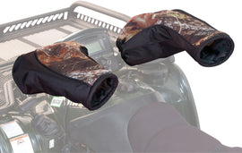 Kolpin Mossy Oak handlebar mitts storage covers for outdoor vehicles, featuring camouflage pattern and durable material.