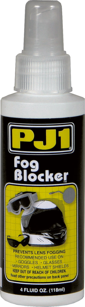 PJ1 Products Fog Blocker 4oz bottle, a chemical solution designed to prevent fogging on surfaces.